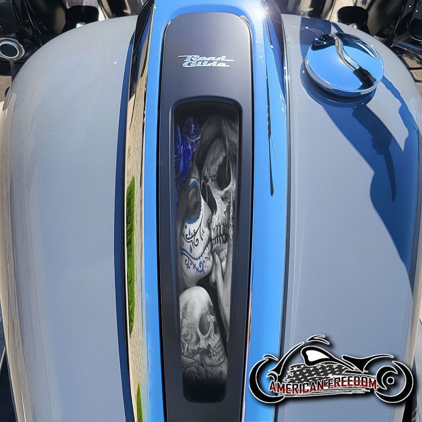 Harley 2021+ Street & Road Glide Dash Insert - Death Kiss Blue